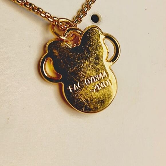 Disney Minnie Mouse Gold-Toned Necklace Pearl Red Bow New - Picture 6 of 7